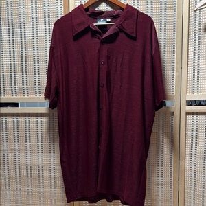 Red Casual Button Down Shirt with Relaxed Fit